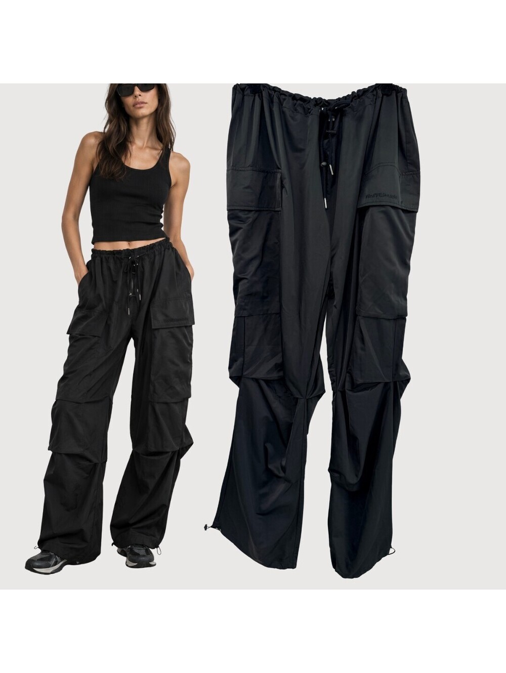 Verdi Visionario NWT Black Oversized Cargo Pants One Size